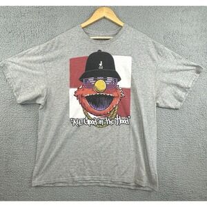 Sesame Street T Shirt Elmo "All Good in the Hood" Adult 2XL Gray S/S Crew Neck